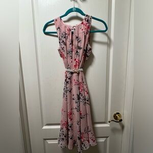White House Black Market Pink Floral Midi Dress